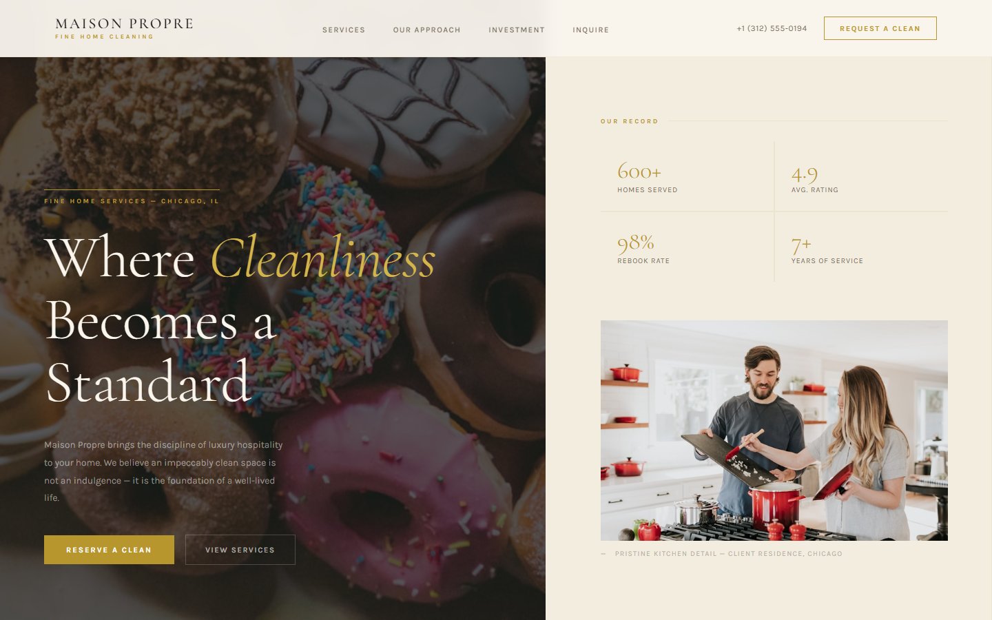 Maison Propre luxury editorial cleaning service website design
