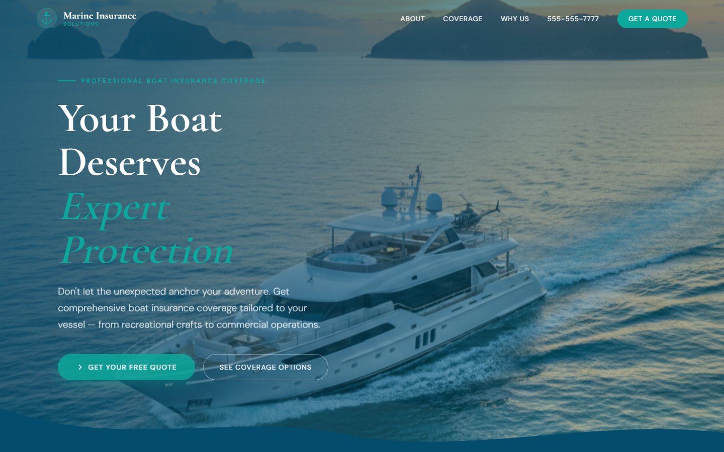 TideGuard Marine coastal elegant website design with ocean tones
